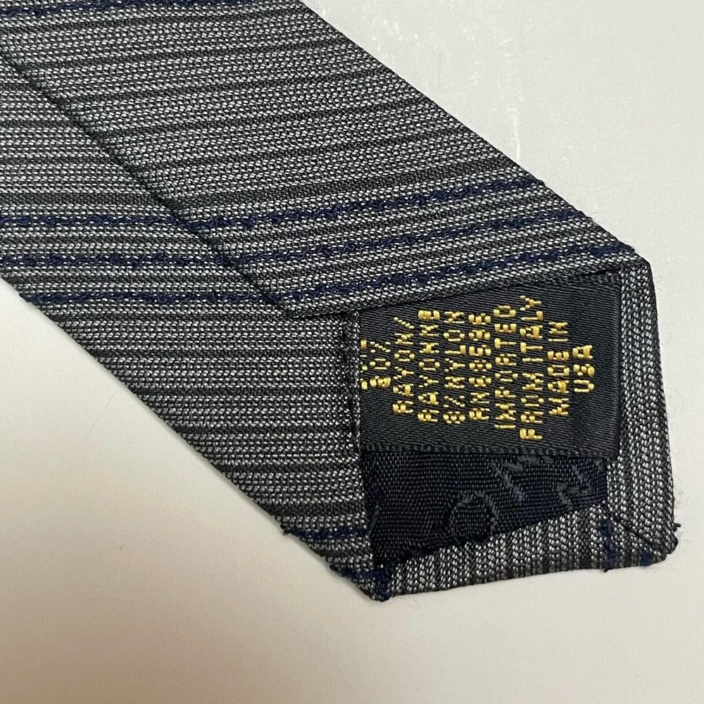 Donna Karan‎ Signature Necktie Gray Black Striped